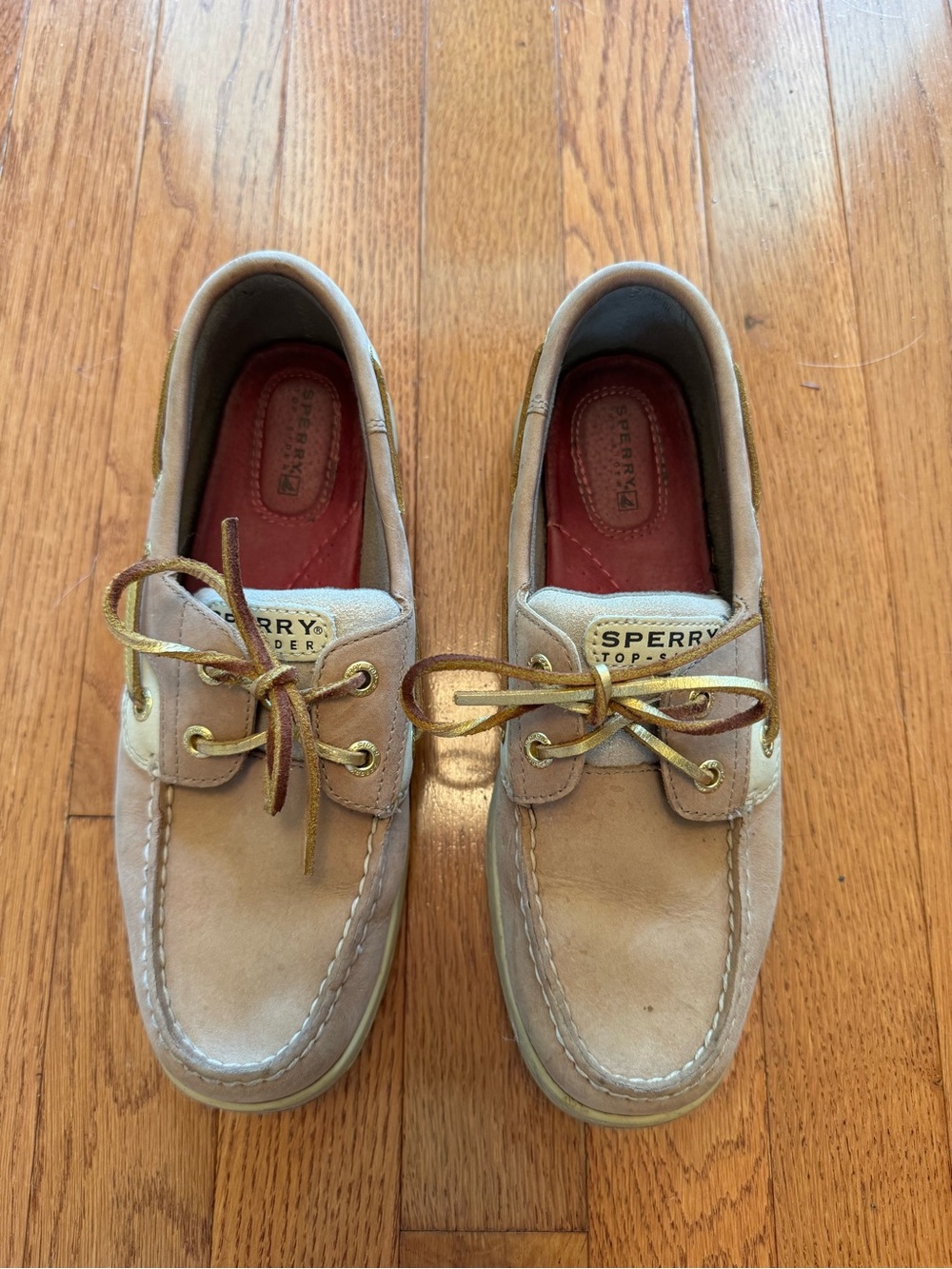 Sperry Women's Tan Suede Boat Shoes with Brown Laces